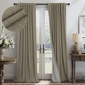 Dark Taupe Neutral Blackout Curtains 96 Inch Long 2 Panel Insulated Sliding Door Curtain UV Heat Blocking Drape for Living Room 