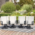 Stabrech Patio Swivel Chairs Set of 8, Swivel Outdoor Chairs with Armrest, Patio Chair with High Back and Metal Frame, Outdoor D