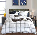 CLOTHKNOW White Plaid Comforter Set Full 3Pcs White Black Bedding Comforter Sets Checker Comforter Full Size White Black Comfort