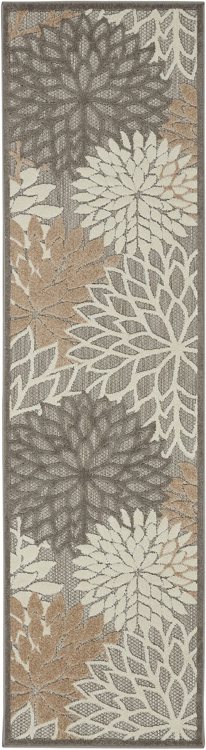 Nourison Aloha Indoor/Outdoor Area Rug 2'3' X 8', Natural, Runner Tropical Botanical Easy-Cleaning Non Shedding Bed Room Living Room Dining Room Deck Backyard Patio