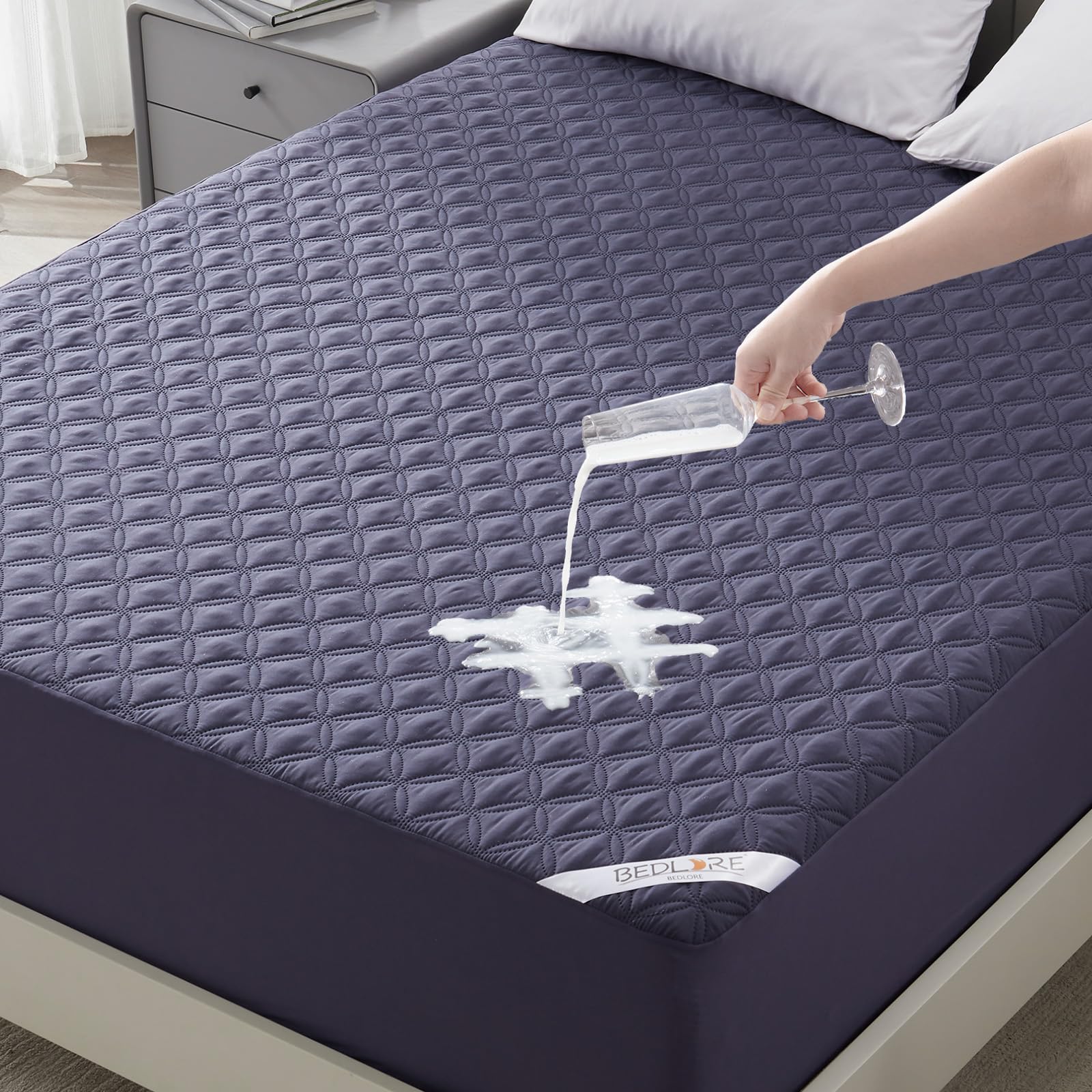 Bedlore Waterproof Mattress Protector, Full Size Noiseless Mattress Pad With Deep Pocket 6'-21' Depth, Soft & Breathable Bed M
