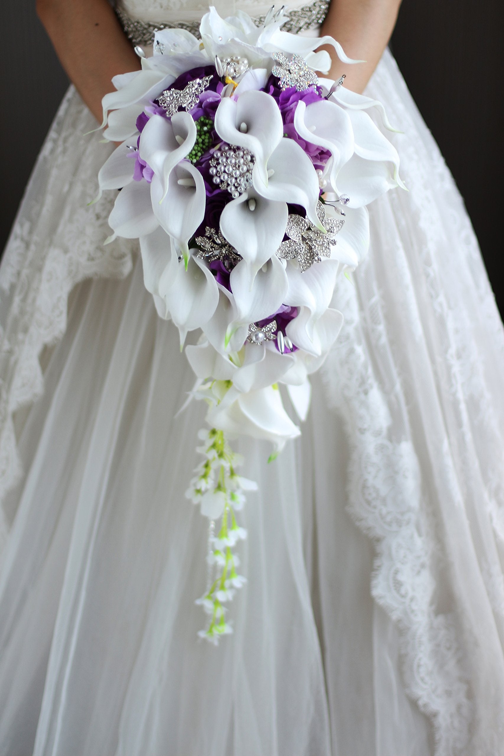 IFFO New Bridal Bouquet, Wedding Flowers, Calla Lilies, Artificial Flowers, Waterfalls, Water Drop Style, Collection Decorations