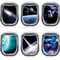 Blulu 6 Pieces 3D Space Capsule Window Wall Decor Outer Space Window Wall Decals Poster Spacecraft Astronaut Mural Galaxy Wallpa