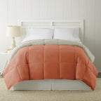 Modern Threads Down Alternative Microfiber Quilted Reversible Comforter & Duvet Insert - Soft, Comfortable Alternative To Goose Down - Bedding For All Seasons Orange Rust/Oatmeal King