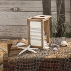 Primitives By Kathy Seashell Holder - Coastal Decor, Glass Display, Treasure Chest, Room And Bedroom Decor, Brown Wood