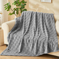 Newcosplay Super Soft Twin Blanket Grey Premium Silky Flannel Fleece 3D Checkered Lightweight Bed Blanket All Season Use (Grey C