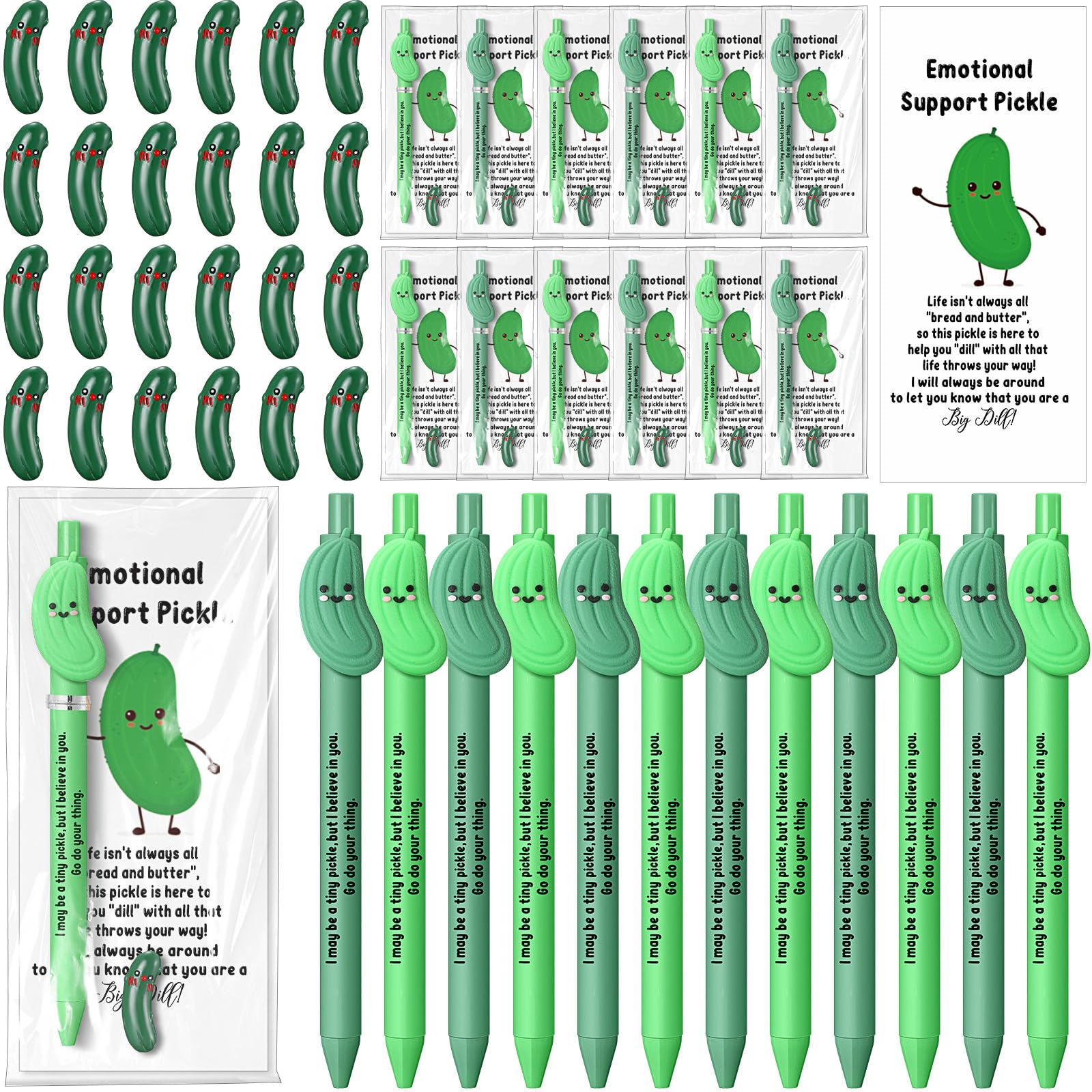 Sayglossy 24 Set Funny Pickle Valentine'S Day Employee Appreciation Gifts Bulk Coworker Motivational Pens Cute Mini Cucumbers In