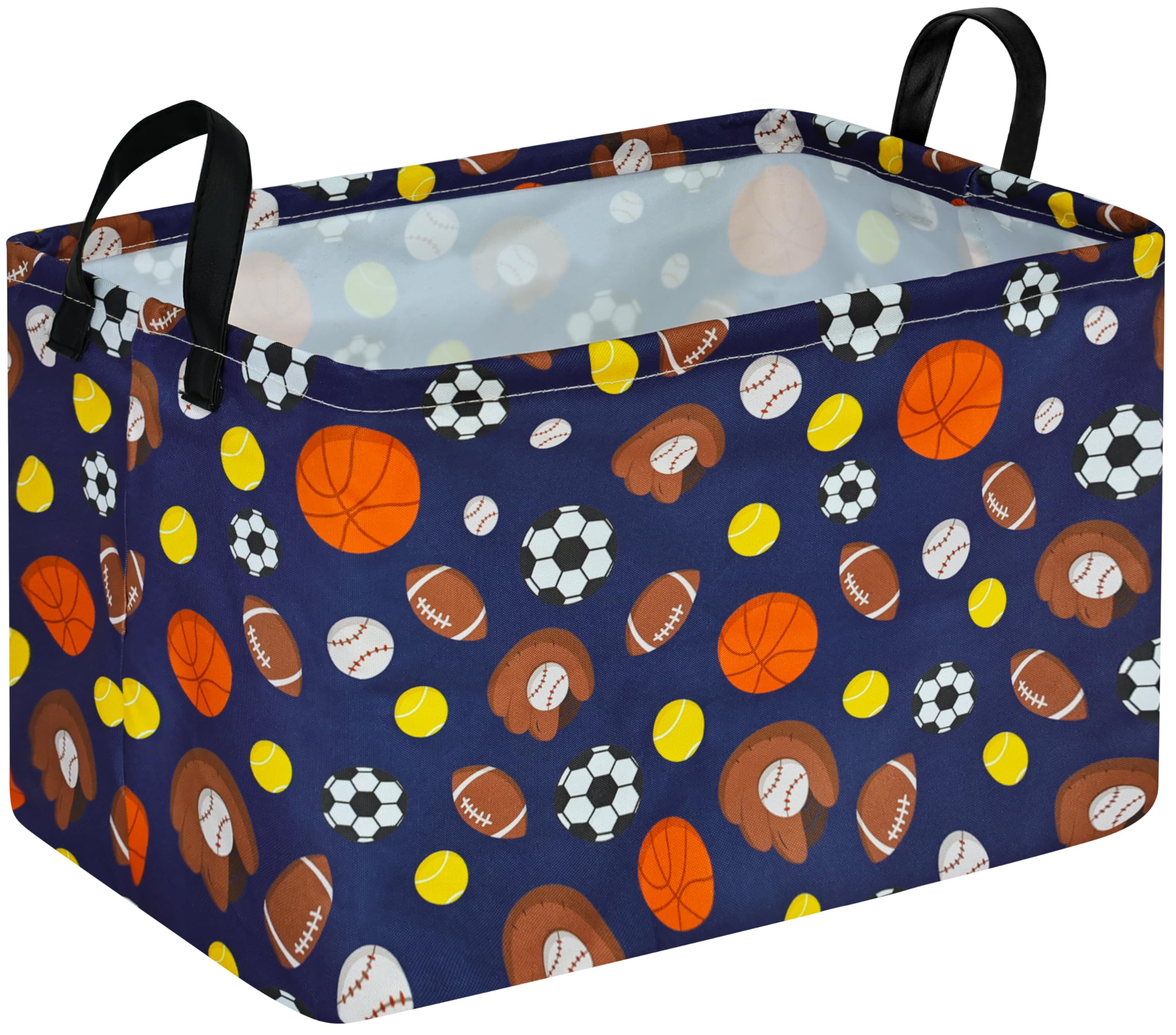 MAIZMZ Kids Football Empty Baby Storage Basket,Foldable Gift Basket with Handles,Closet Organizer Bins Boys Room Decor,Nursery B