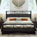 LIKIMIO King Bed Frame, Tall Industrial Headboard 51.2 , Platform Bed Frame with Strong Metal Support, Solid and Stable, Noise F