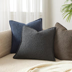 Juspurbet Dark Grey Boucle Throw Pillow Covers 24X24 Inch Set Of 2 For Couch Bedroom Sofa Living Room Decorative Soft Thick Text