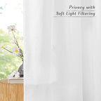 Nicetown Linen White Curtains 84 Inch Length 2 Panels Set, Grommet Thick Flax Linen Blend Window Treatment Privacy Assured With Light Filtering For Bedroom/Living Room, W55 X L84