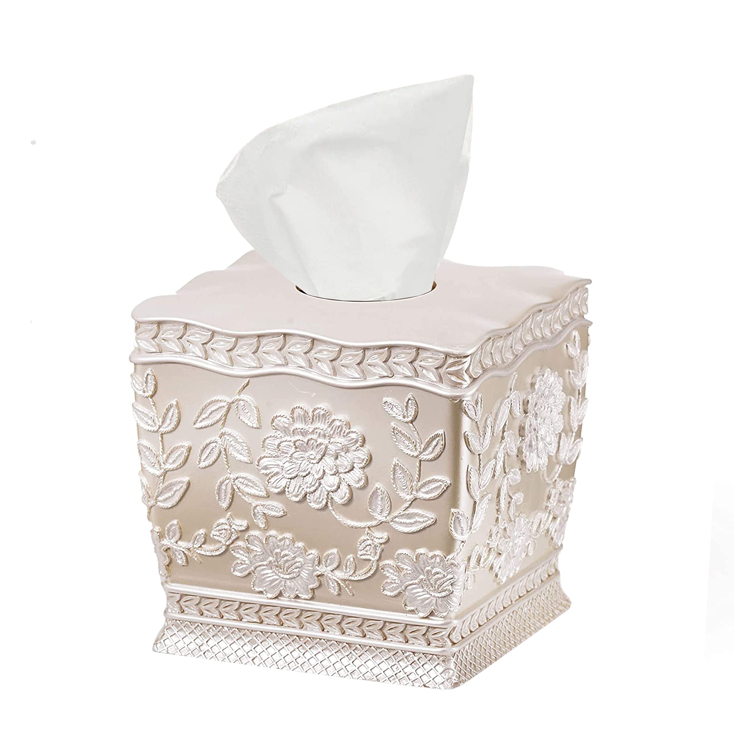 Resin Tissue Box Cover for Modern Home Decor - Minimalist Square Tissue Box Holder for Guest Room, Bedroom, Bathroom, Tabletop &