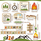 25 Pcs Camping Tiered Tray Decor Set Farmhouse Smores Tiered Tray Wood Sign Decor Camping Party Decorations Campfire Barbecue Ce