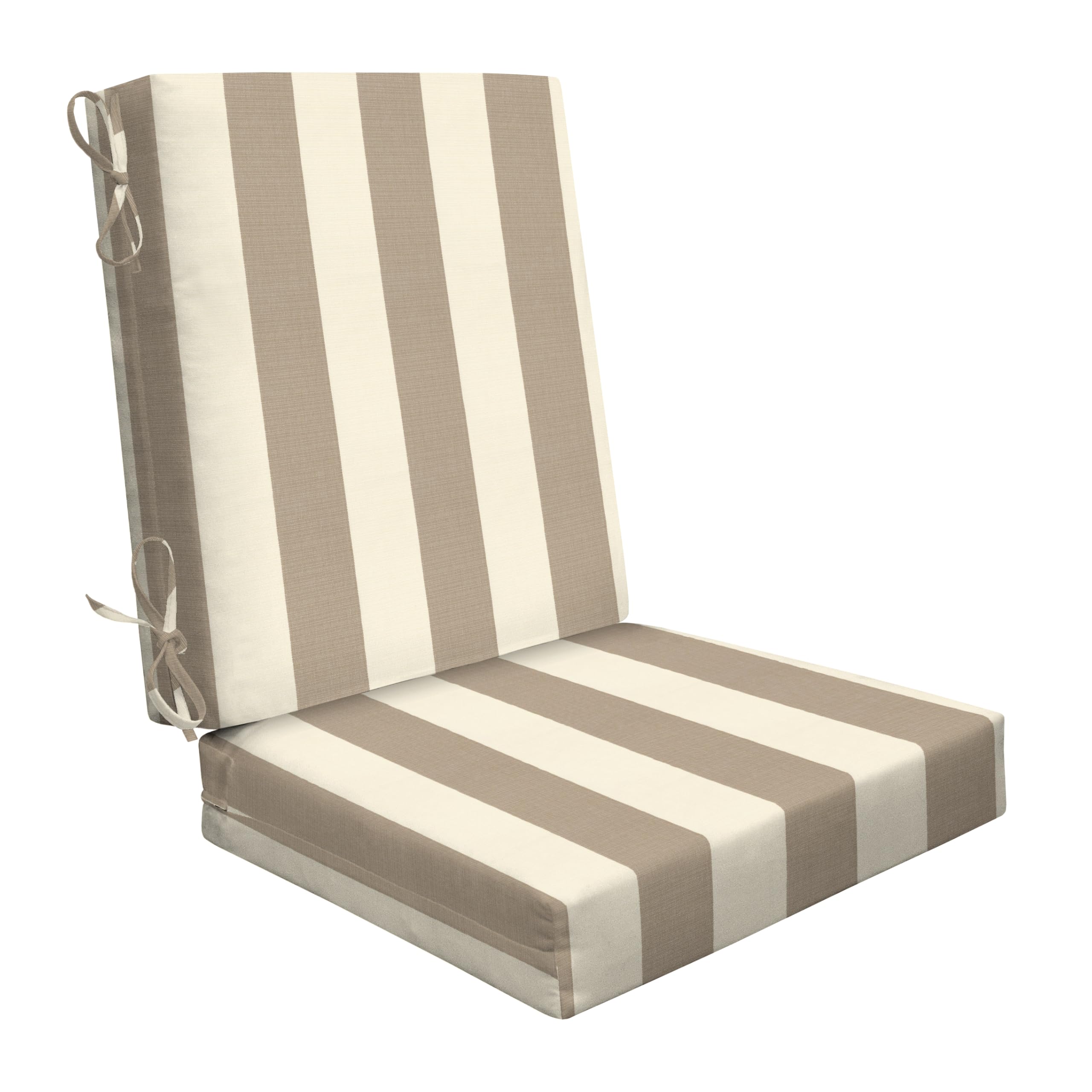 Honeycomb Outdoor Highback, 21' W X 42' L, Cabana Stripe Tan Outdoor Chair Cushion