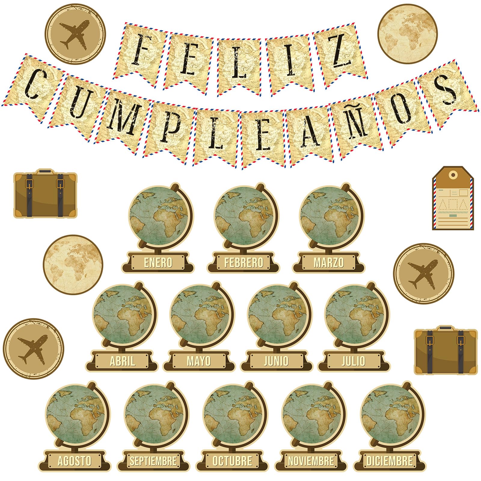 Weekgrat Spanish Happy Birthday Bulletin Board Set Spanish Classroom Decorations Spanish Posters Classroom Birthday Chart Birthd