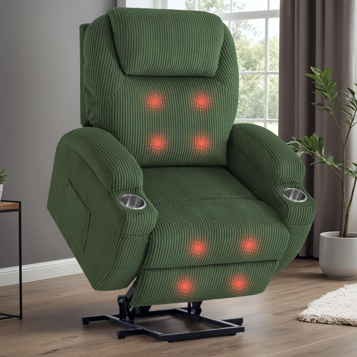 Victone Electric Power Lift Recliner Chair For Elderly Reclining Sofa For Living Room With Massage, Side Pockets And Cup Holders