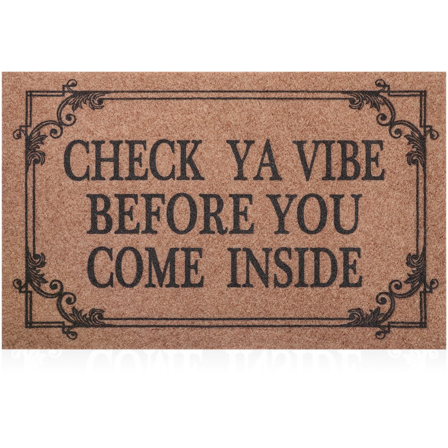 Hlfmvwe Front Door Indoor Outdoor Entrance Doormat Brown Rubber Welcome Door Mat Come Inside This House Doormat Anti Slip Easy T