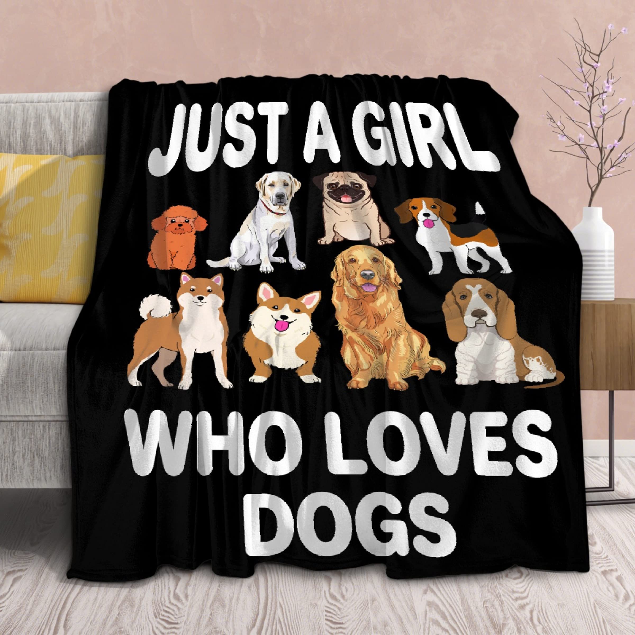 Dog Blanket Puppy Plush Gift for Girls Women Kids Dogs Animals Lover Throws Comfy Lightweight Cute Puppies Pet Sheet Soft Flanne