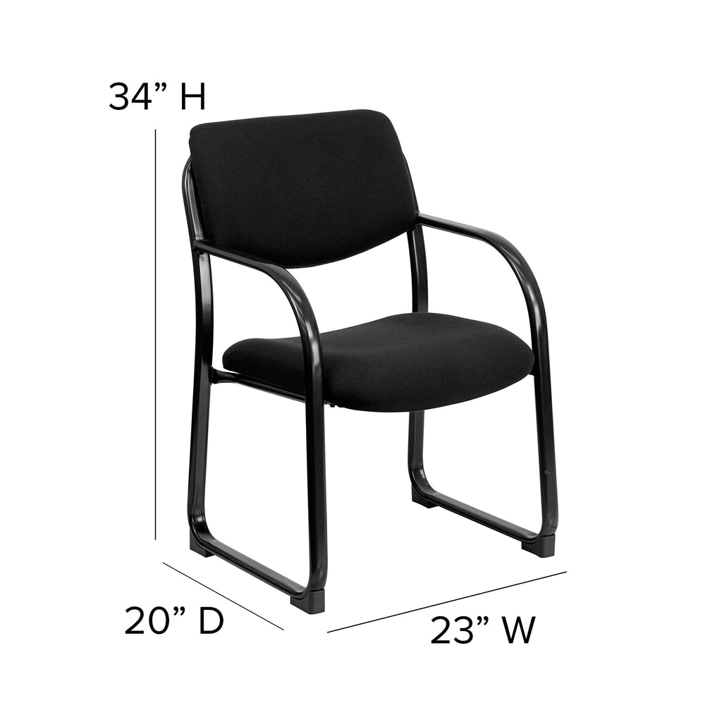 Flash Furniture Richie Black Fabric Executive Side Reception Chair with Sled Base