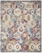 HomeRoots 522102 8 x 10 ft. Navy Blue Damask Traditional Power Loomed Distressed Rectangle Area Rug