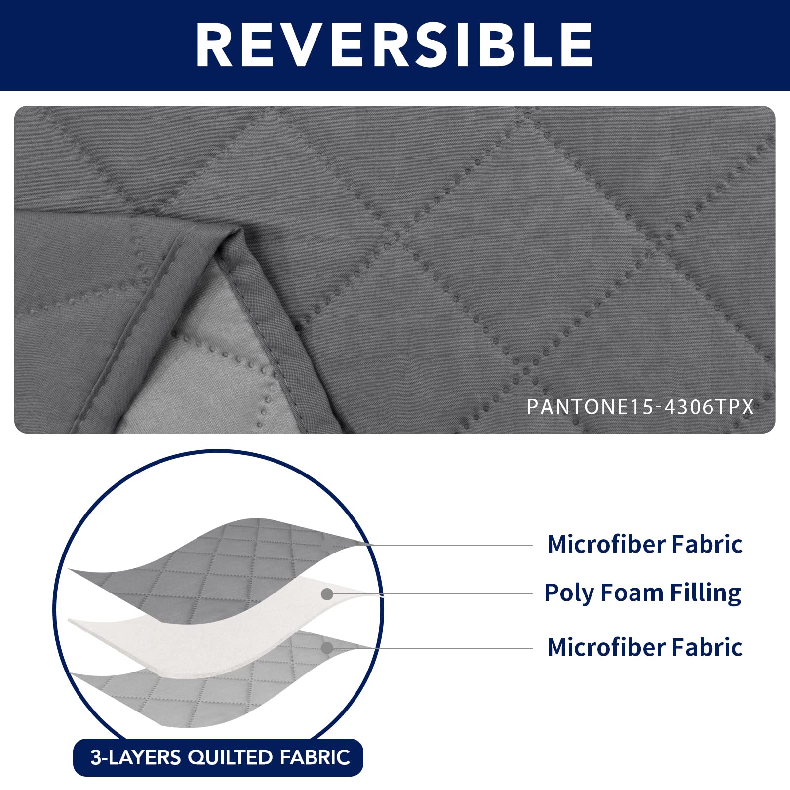 Purefit Water Resistant Reversible Sofa Covers For Reclining Sofa - Non Slip Split Recliner Couch Cover For 3 Cushion Couch, Was