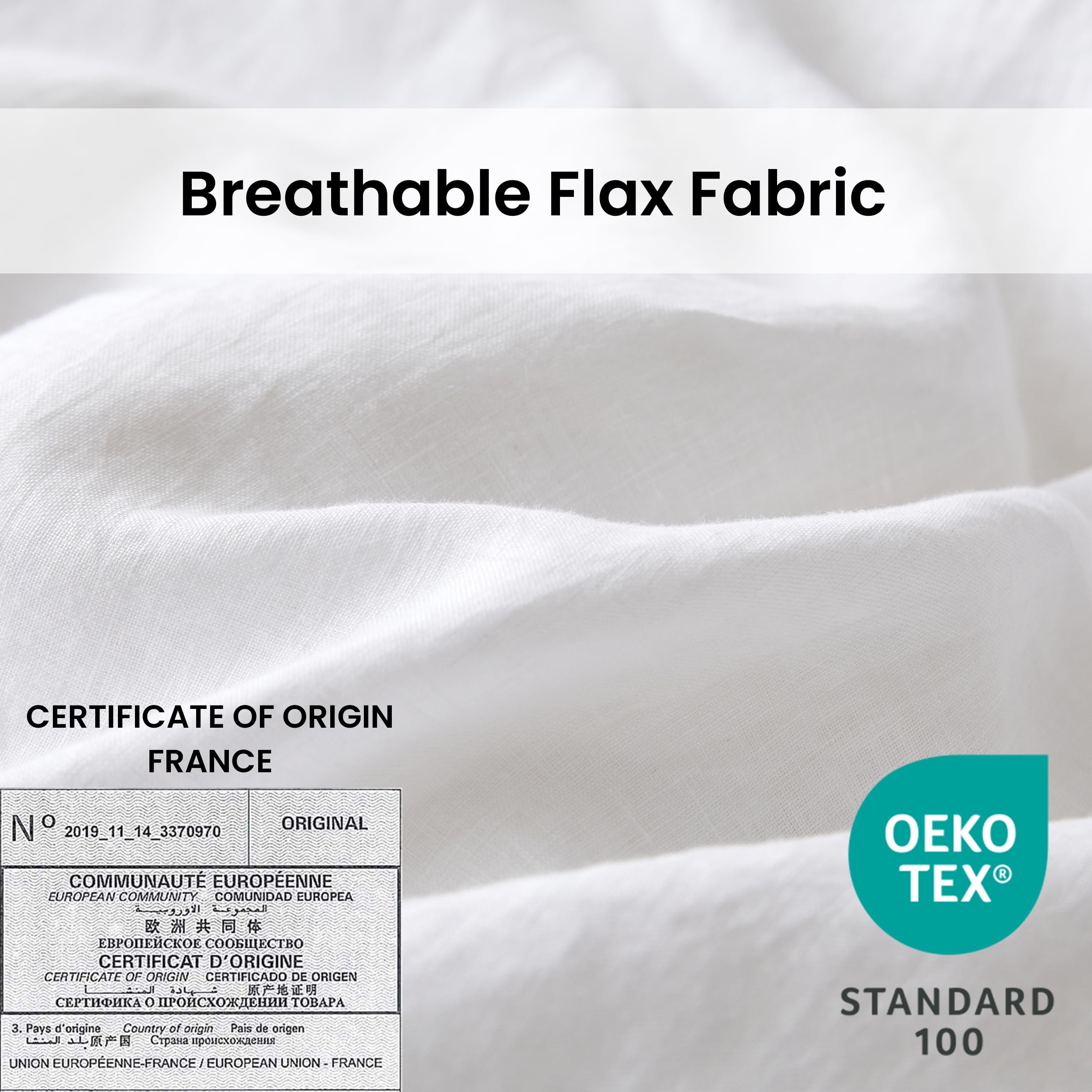 Simple&Opulence 100% Linen Duvet Cover Set With Crossed Embroidery Washed - 3 Pieces (1 Duvet Cover With 2 Pillow Shams) Soft Breathable Farmhouse - White, Queen Size