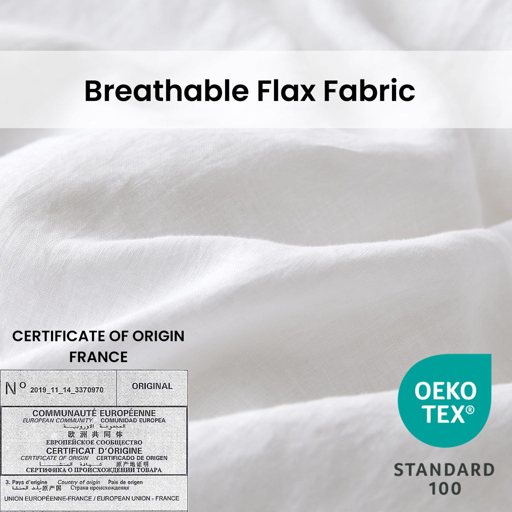 Simple&Opulence 100% Linen Duvet Cover Set With Crossed Embroidery Washed - 3 Pieces (1 Duvet Cover With 2 Pillow Shams) Soft Breathable Farmhouse - White, Queen Size