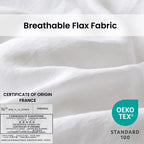 Simple&Opulence 100% Linen Duvet Cover Set With Crossed Embroidery Washed - 3 Pieces (1 Duvet Cover With 2 Pillow Shams) Soft Breathable Farmhouse - White, Queen Size