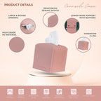 Connsole Casa Premium Pu Leather Tissue Box Holder - Elegant Hotel-Style Pink Tissue Box Cover For Enhanced D  Cor Of Home, Offi