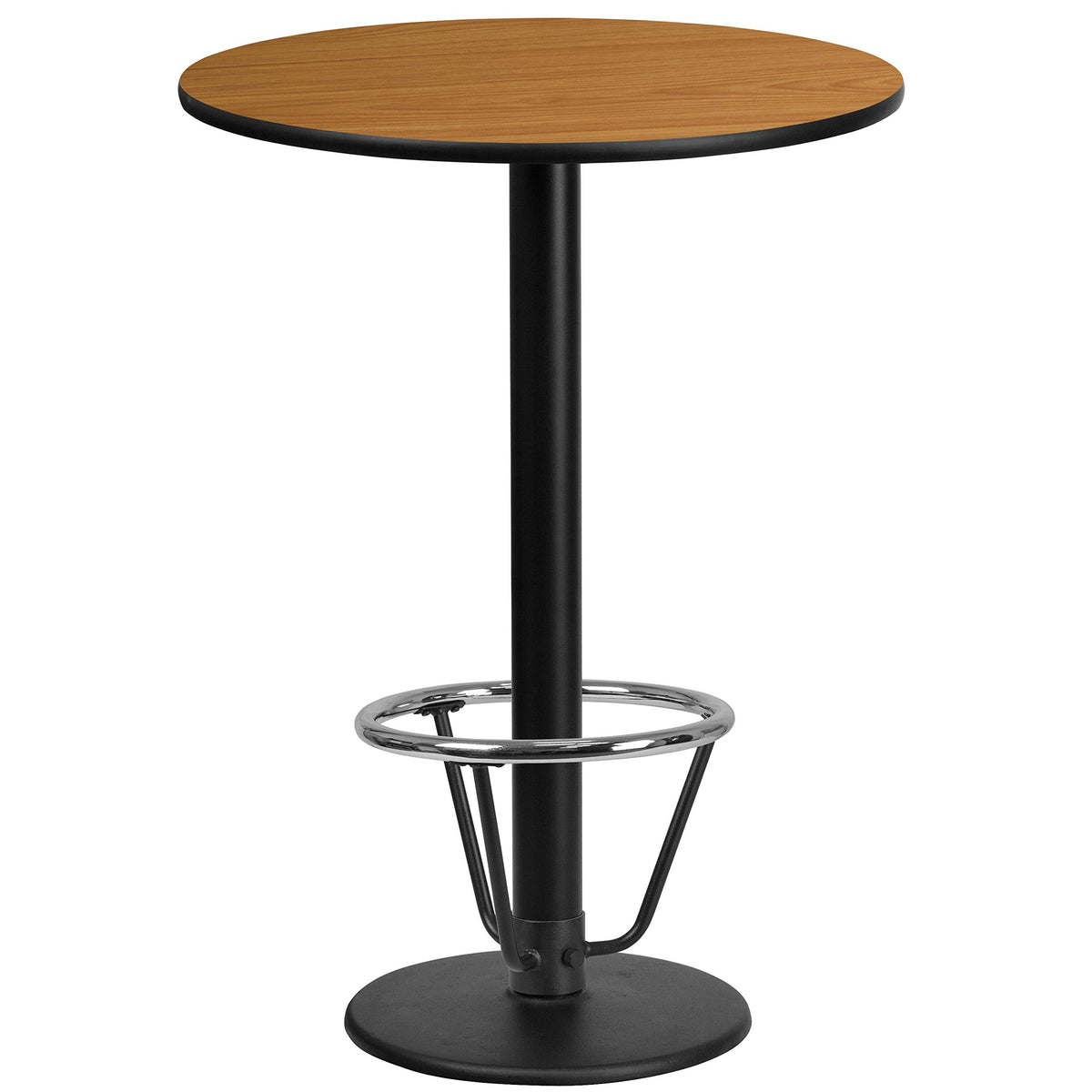 Flash Furniture Stiles 24'' Round Natural Laminate Table Top With 18'' Round Bar Height Table Base And Foot Ring