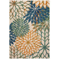 Nourison Aloha Indoor Outdoor Blue Green 5'3' X 7'5' Area Rug, Easy Cleaning, Non Shedding, Bed Room, Living Room, Dining Room