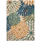 Nourison Aloha Indoor Outdoor Blue Green 3'6' X 5'6' Area Rug, Easy Cleaning, Non Shedding, Bed Room, Living Room, Dining Room, Backyard, Deck, Patio (4X6)