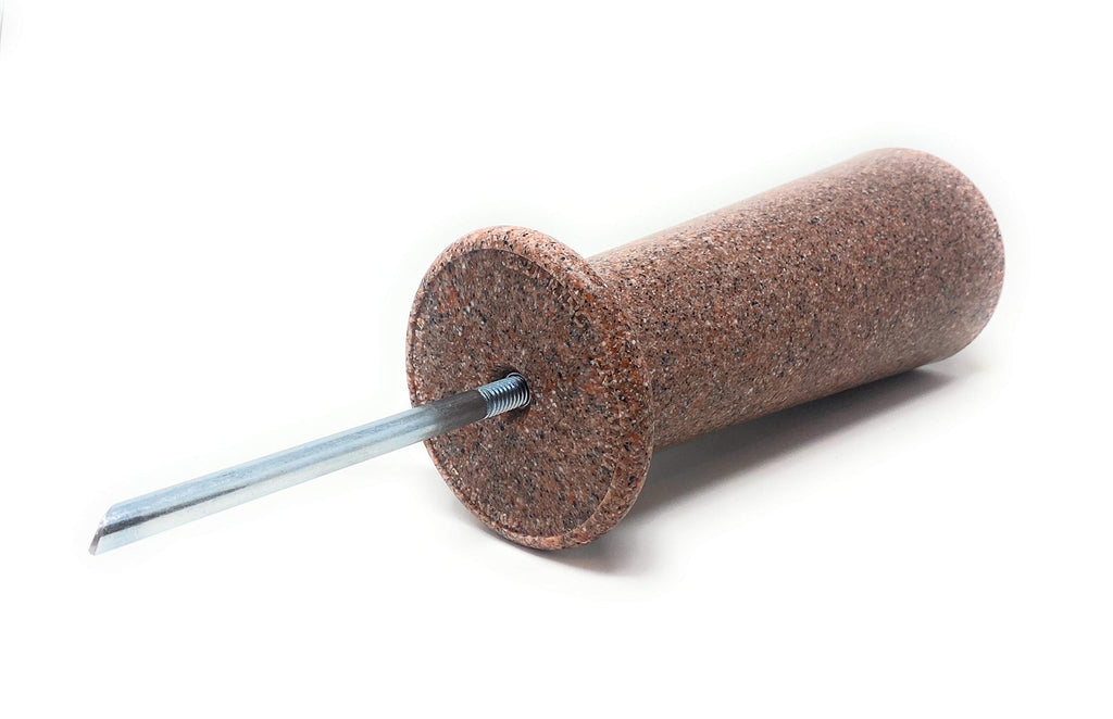 Optimum Slim Memorial Cemetery Flower Vase - Plastic (North American Pink Granite) With Metal Ground Spike, Grave Marker, Decora