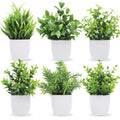 Der Rose 6 Pack Small Fake Plants Artificial Plants in Pots for Home Bthroom Bedroom Living Room Decor Indoor(Green)