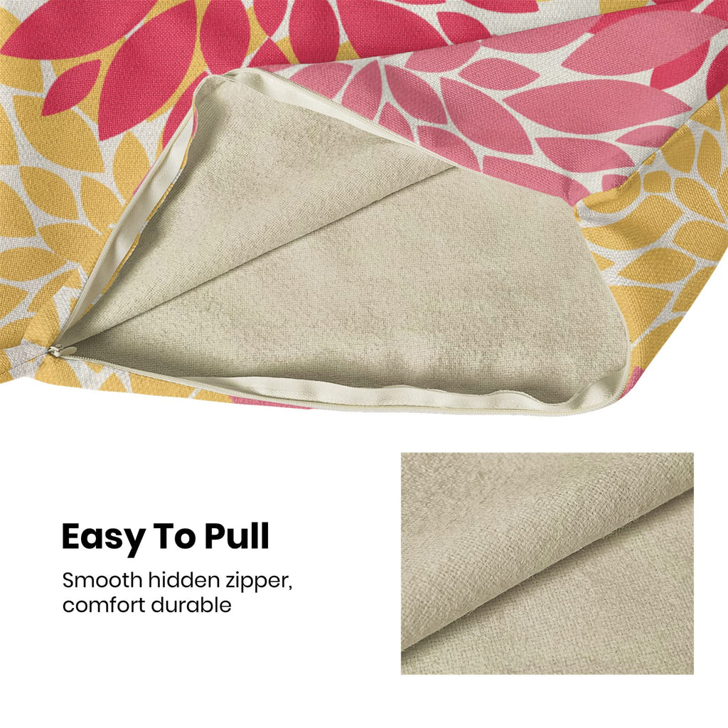 Decorative Preppy Pillow Covers 16X16 Inch Set Of 2 Pink Yellow Dahlia Floral Decor Throw Pillows Summer Modern Geometry Flower