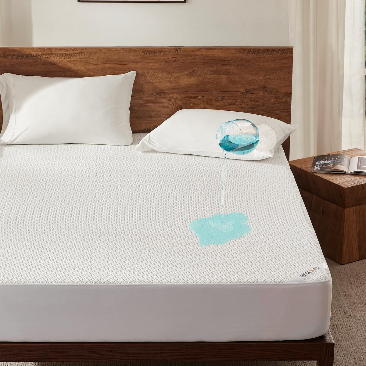 Bedlore Full Size Mattress Protector, Waterproof Noiseless Mattress Cover With Stretchable Pockets For 6-14 Inches Mattress, Sof
