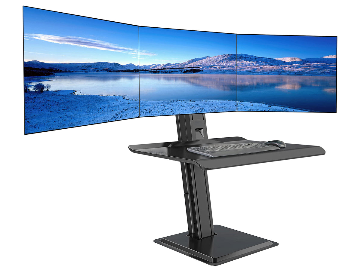 Rocelco The WS123 3-Monitor Sit-to-Stand Workstation: Ergonomics with Style - Black (R WS123)