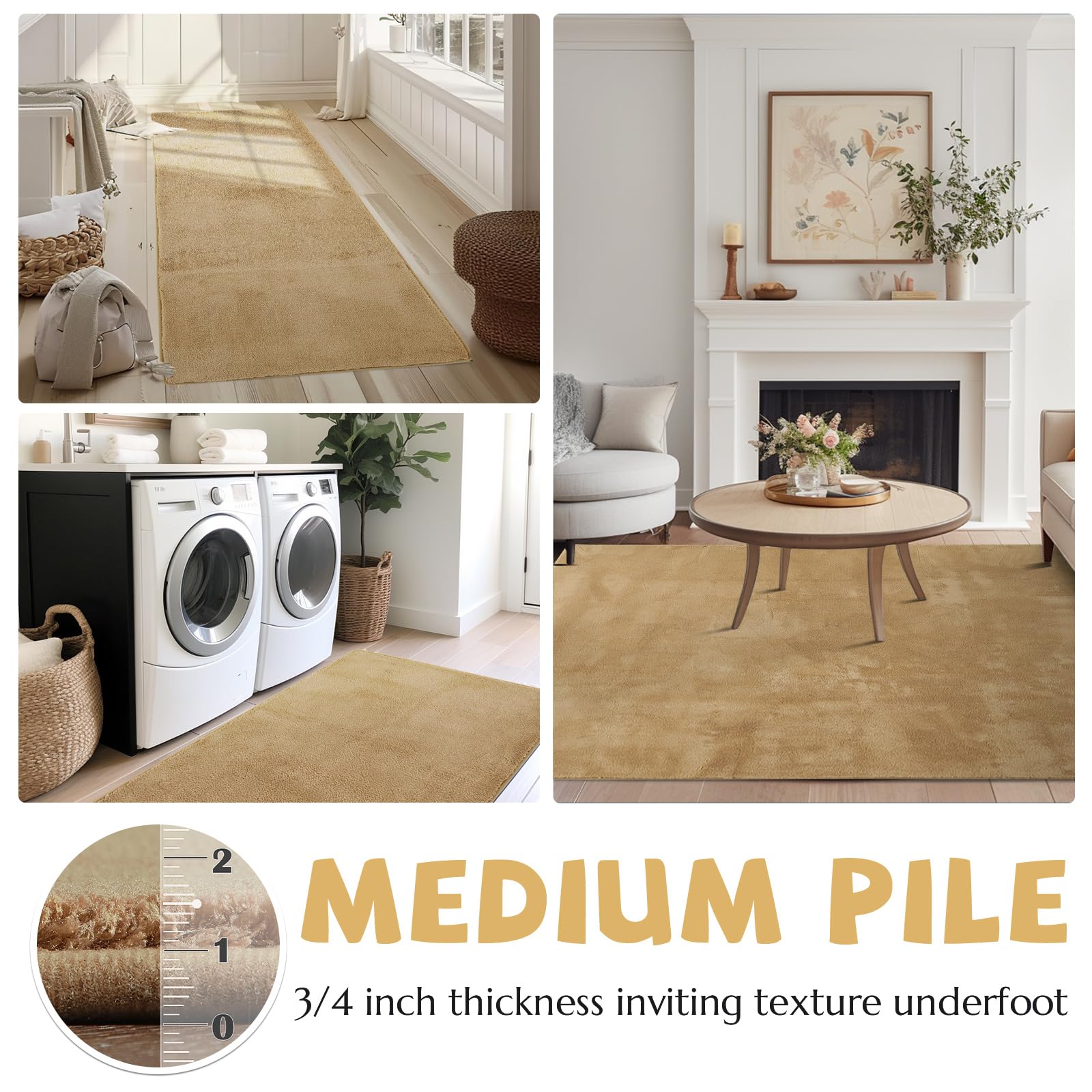 Jinchan Solid Plush Area Rug 3X5 Performance Shaggy Rug Washable Area Rug Indoor Soft Rug Modern Faux Wool Rug Cozy Non Slip Car