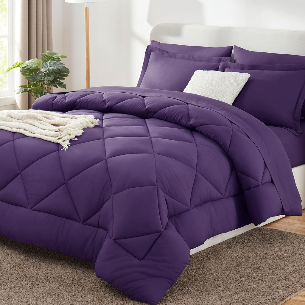 Cozylux Queen Comforter Set With Sheets 7 Pieces Bed In A Bag Purple All Season Bedding Sets With Comforter, Pillow Shams, Flat