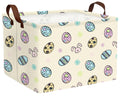 TUAUAN Large Easter Basket Folded Teen Eggs Box Canvas Empty Shelf Storage Bin Bunny Room Decor (Light Yellow)