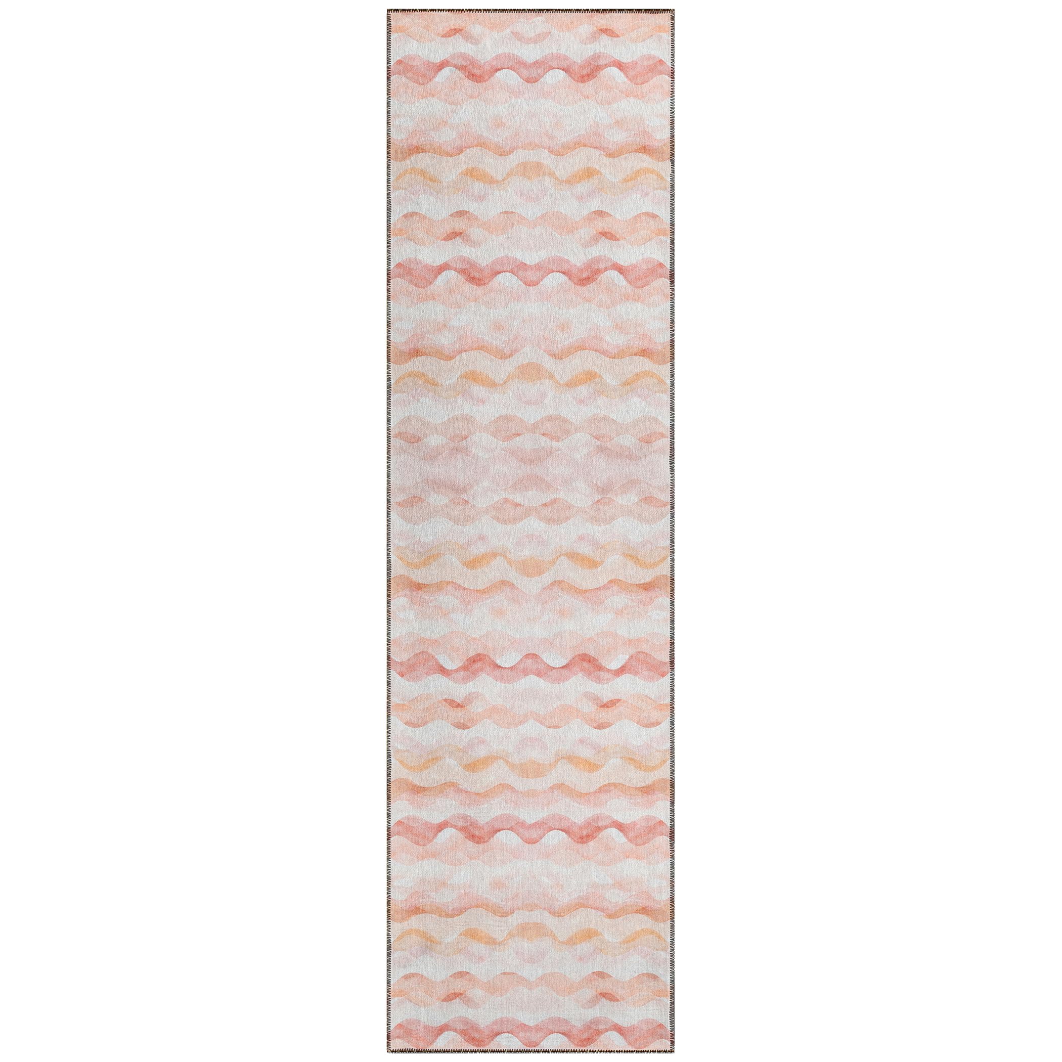 Addison Rugs Surfside Asr46 Peach 2'3" X 7'6" Indoor Outdoor Runner Rug, Easy Clean, Machine Washable, Non Shedding, Bedroom, Living Room, Dining Room, Kitchen, Patio Rug