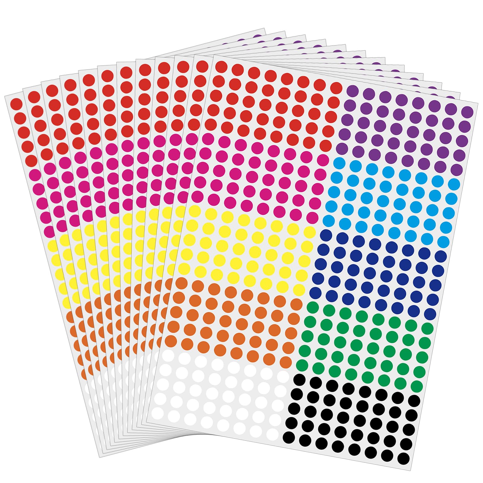 10000 Pcs 1/4 ' Small Colored Dot Stickers Tiny Round Labels, 10 Colors Circle Stickers For Office Classroom