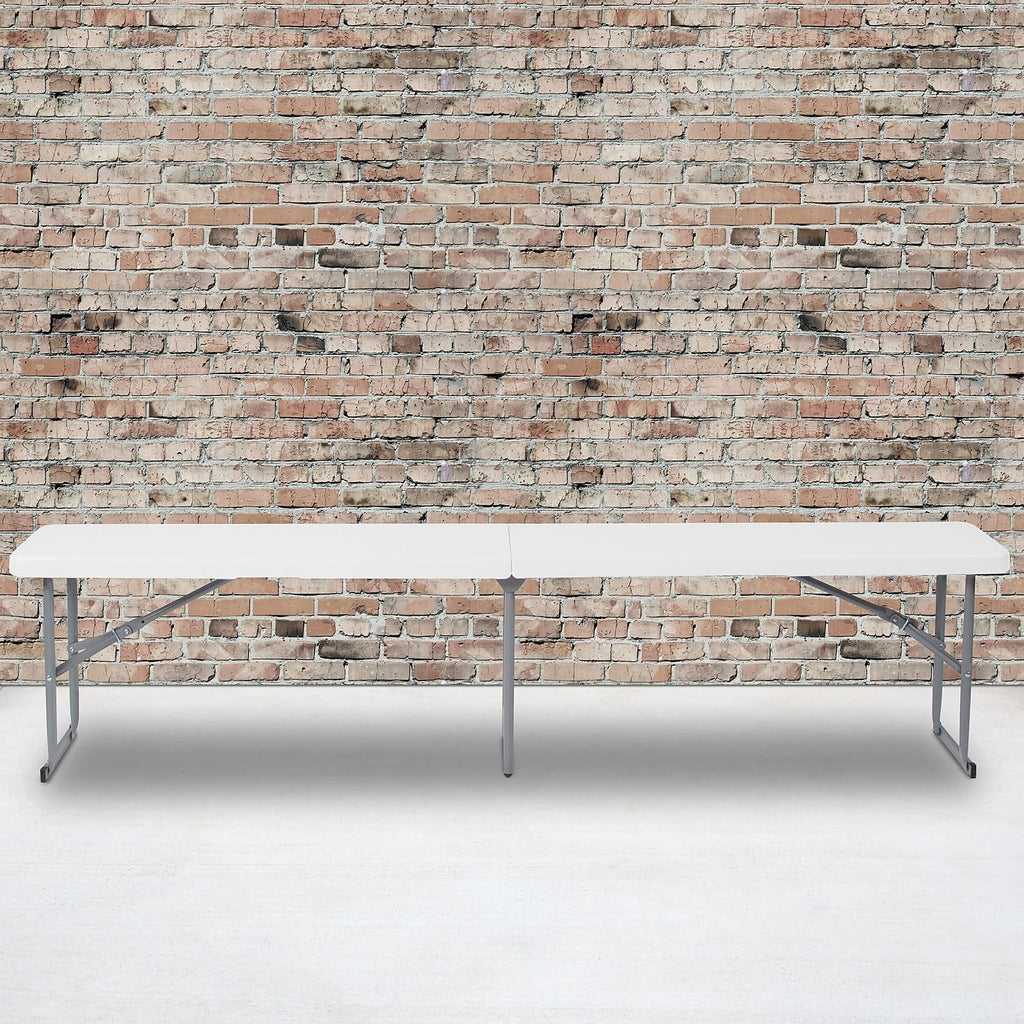 Flash Furniture Talbott 10.25''W x 71''L Bi-Fold Granite White Plastic Bench with Carrying Handle