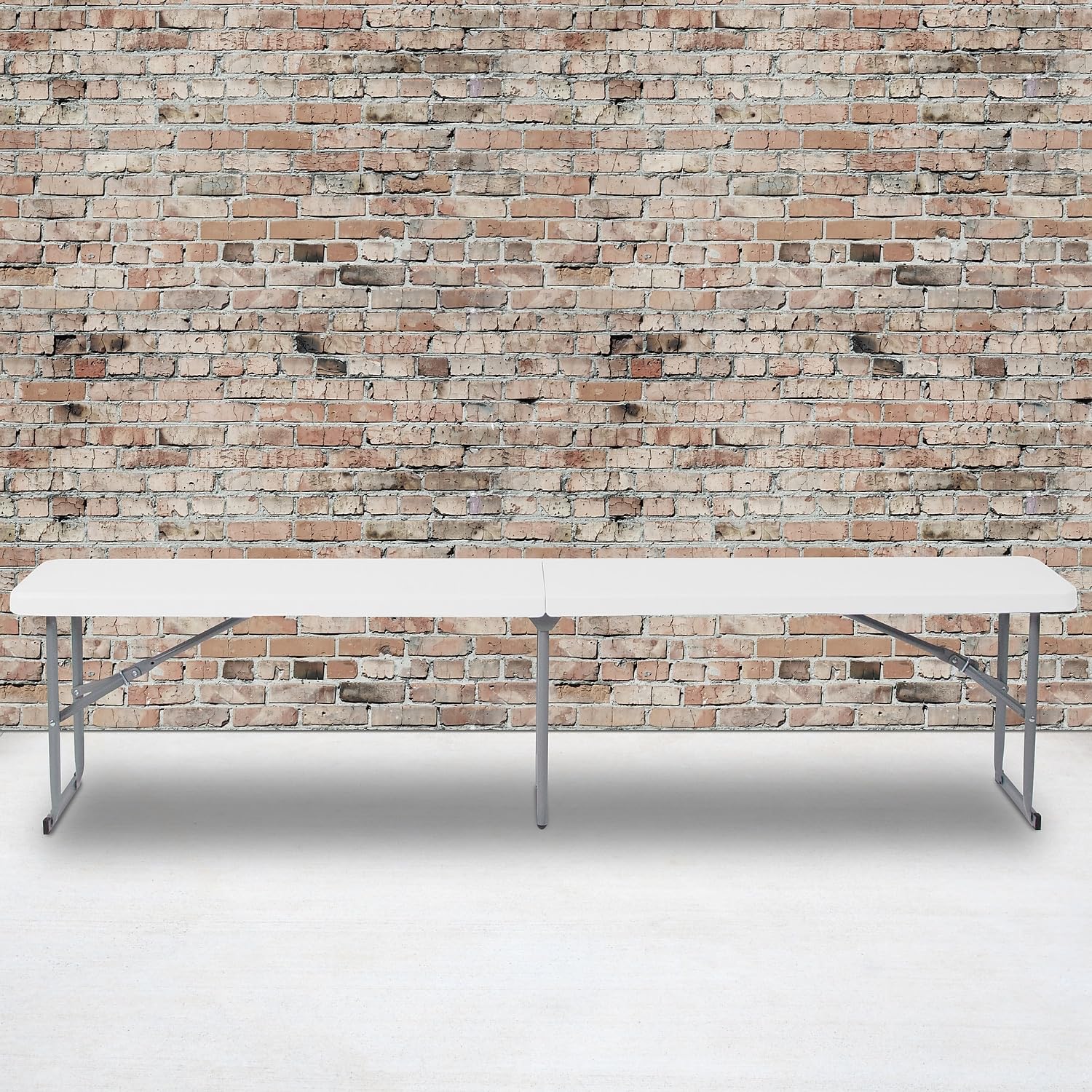 Flash Furniture Talbott 10.25''W x 71''L Bi-Fold Granite White Plastic Bench with Carrying Handle