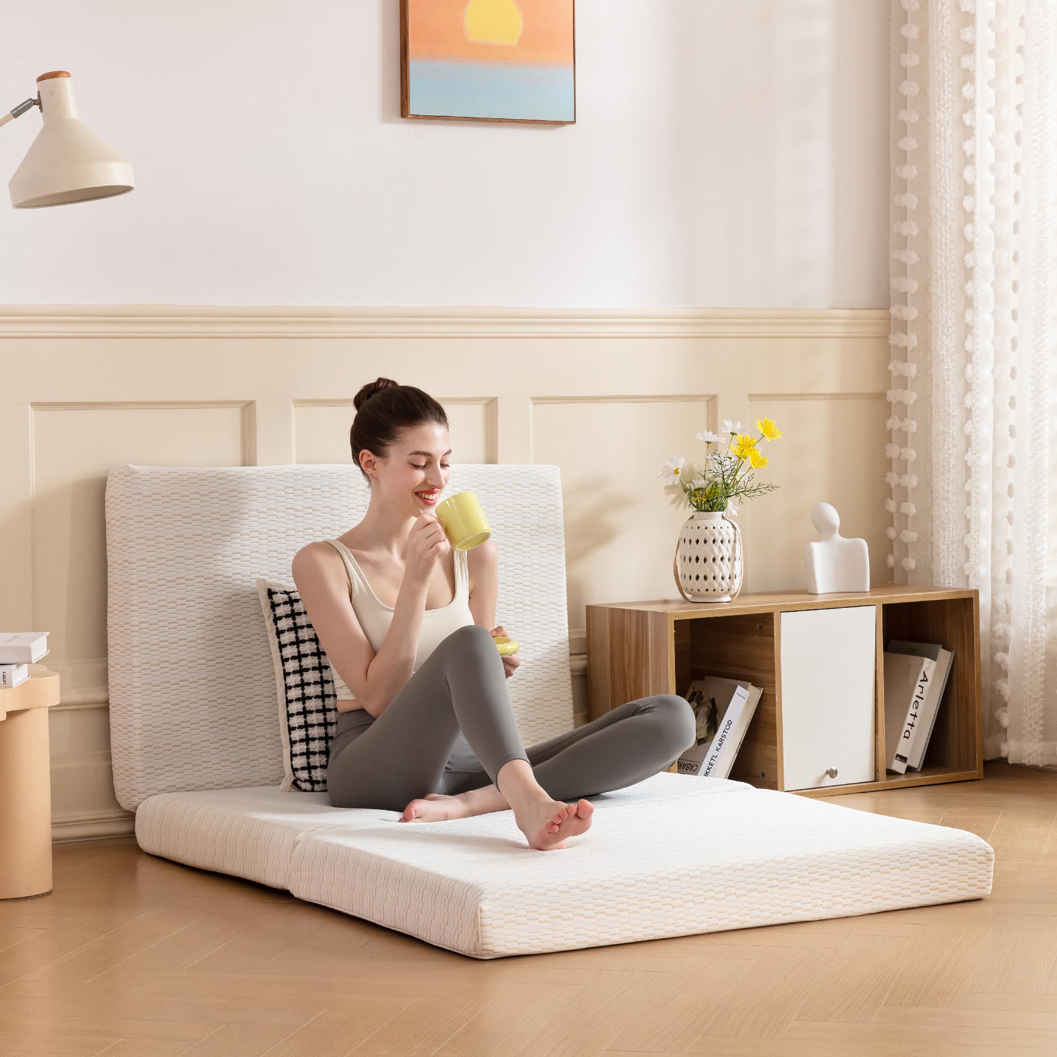 Mlily Folding Mattress, 4 Inch Full Tri-Fold Memory Foam Mattress, Foldable Mattress With Storage Bag And Washable Cover, Travel