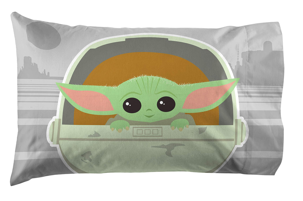Jay Franco Star Wars The Mandalorian The Cutest Bounty 1 Pack Pillowcase - Double-Sided Kids Super Soft Bedding - Features The C
