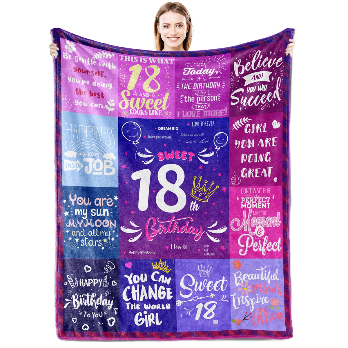 Aisde 18 Year Old Girl Birthday Gifts Blanket 60'X50', Gifts For 18 Year Old Girl, Best Gifts For 18 Year Old Girls, Birthday