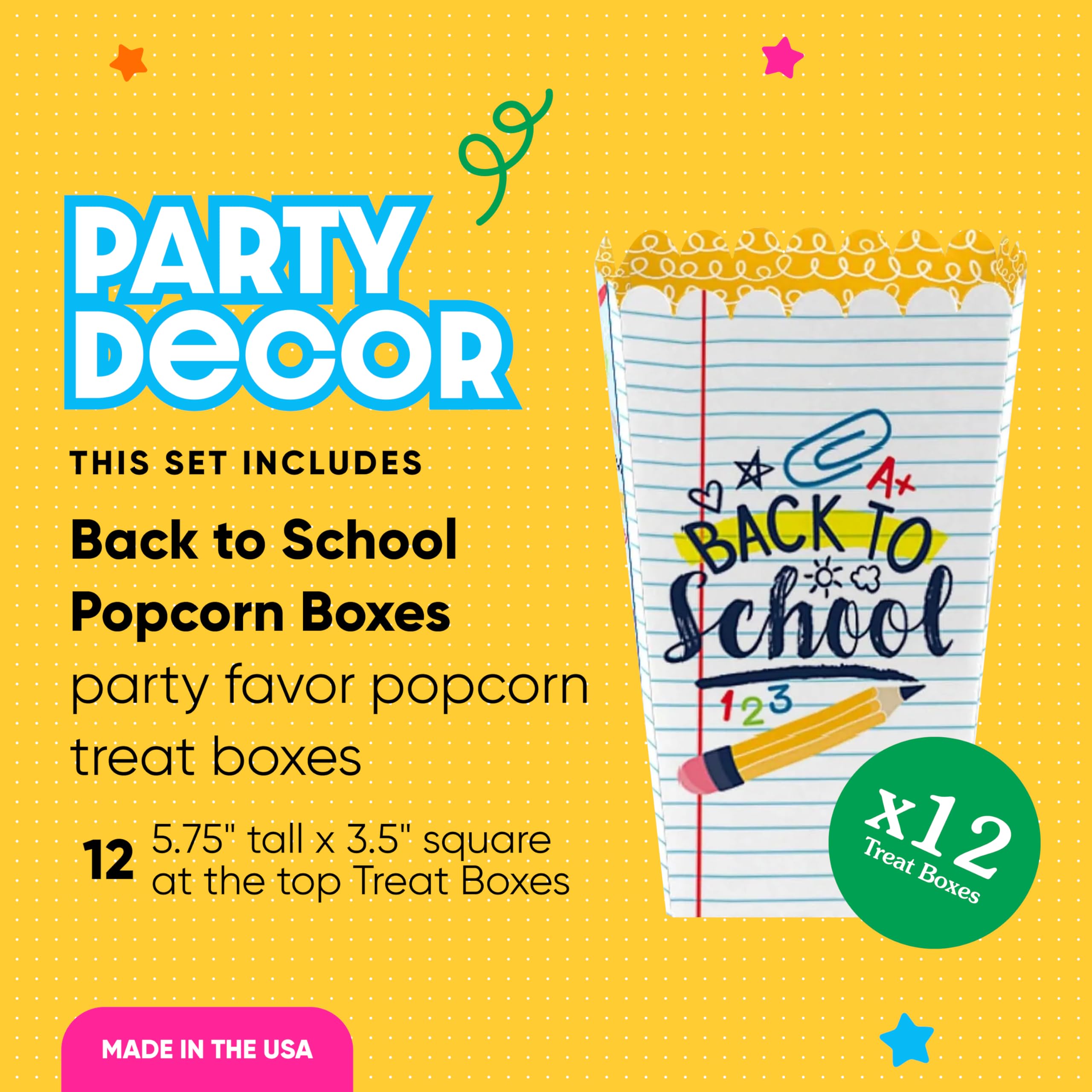 Big Dot Of Happiness Back To School - First Day Of School Classroom Decorations And Favor Popcorn Treat Boxes - Set Of 12