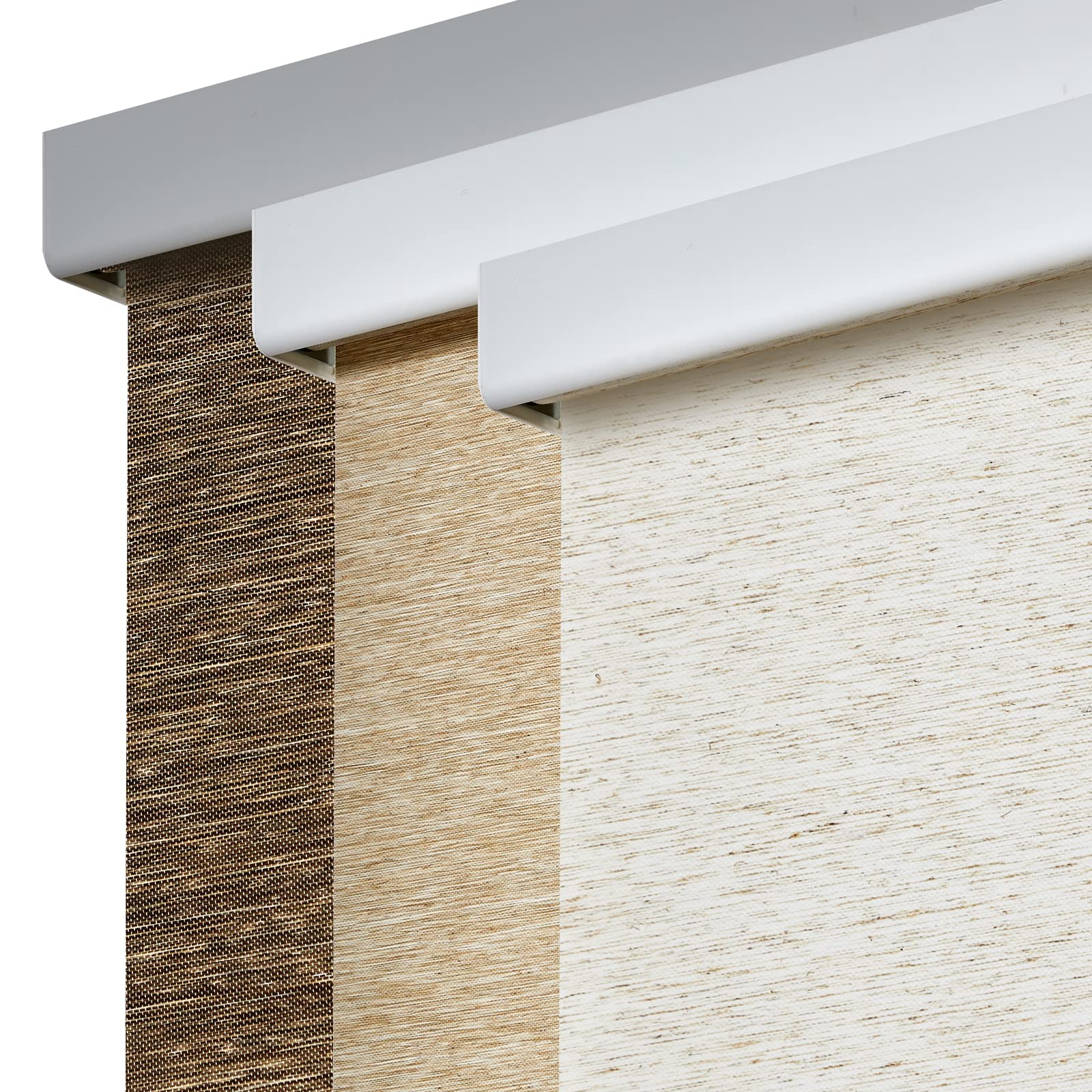 Persilux Free-Stop Cordless Window Shades Light Filtering Roller Shades for Windows (Brown 27 W x 72 H) Natural Woven UV Protect