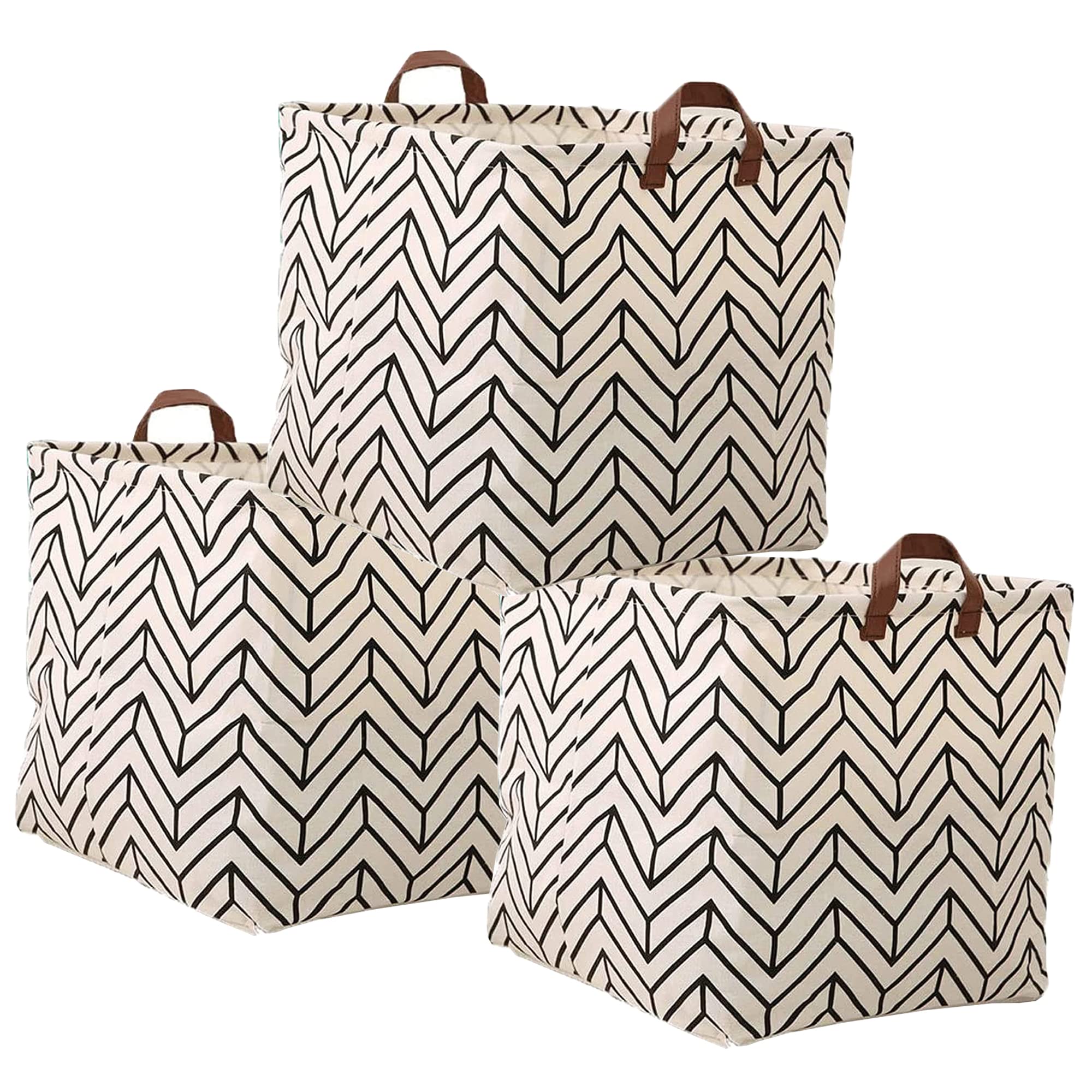 KRLIFCSL 3 Pieces 13 Inch Square Storage Bin, Fabric Folding Storage Baskets with Handles, Storage Organizer for kids Toy & Bab